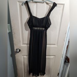 Connected apparel dress- 10 - black with tan underlay